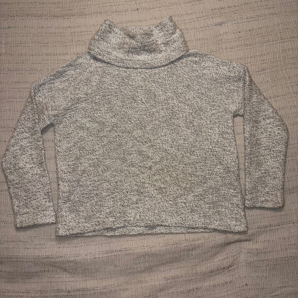 Madewell Cowl Neck Marled Gray White Knit Pullover Sweater Womens XS